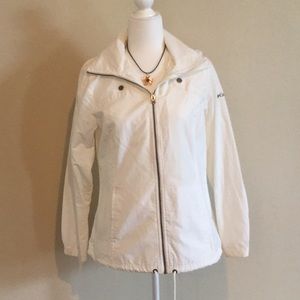 Columbia cream light weight hooded jacket